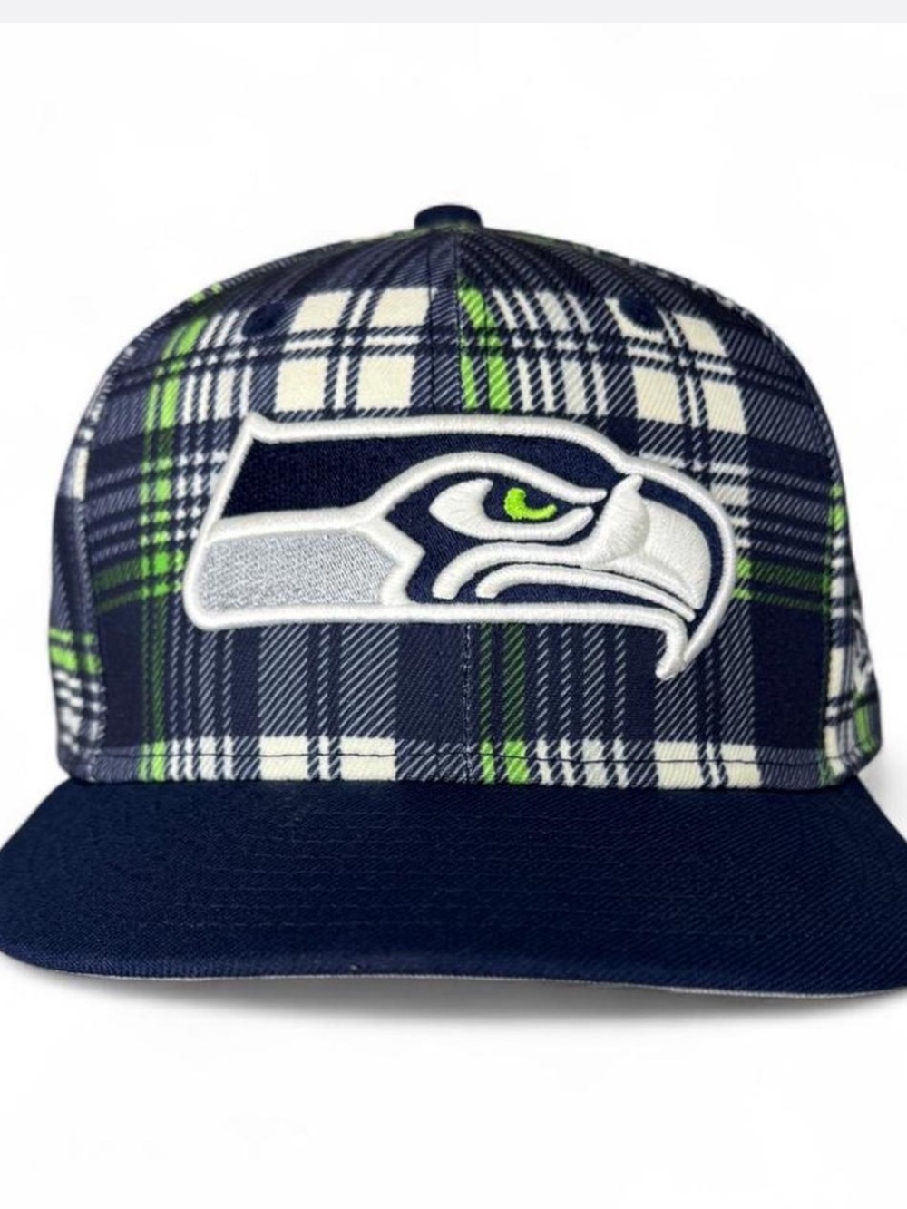 New Era 9FIFTY Seattle Seahawks Snapback Hat Plaid NFL Sideline Cap OSFM Navy